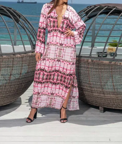 Belle D'amour South Beach Kaftan In Flamingo In Pink