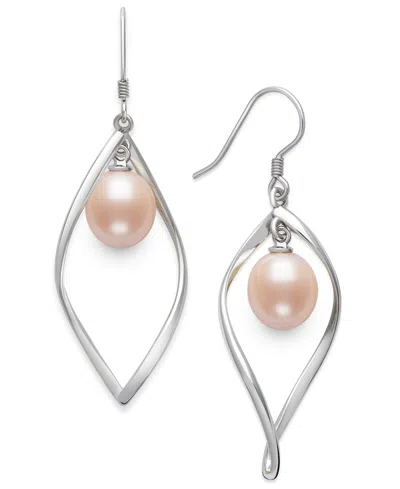 Belle De Mer Cultured Freshwater Blush Pink Drop Pearl (8-9mm) Earrings In Sterling Silver