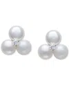 Belle De Mer Cultured Freshwater Button Pearl (6-7mm) & Lab-created Sapphire (1/20 Ct. T.w.) Earrings In Sterling In White