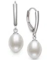 Belle De Mer Cultured Freshwater Drop Pearl (7-8mm) Earrings In Sterling Silver In White