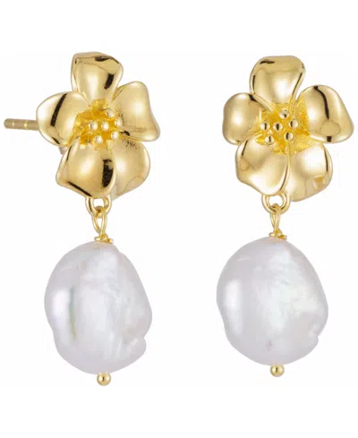 Belle De Mer Cultured Freshwater Pearl (9-10mm) Drop Earrings In Gold