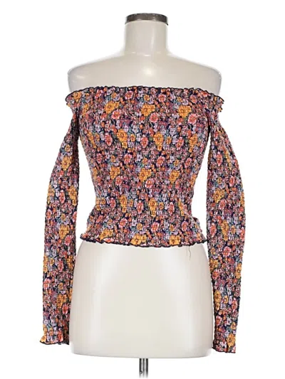 Pre-owned Belle Du Jour Long Sleeve Blouse In Orange