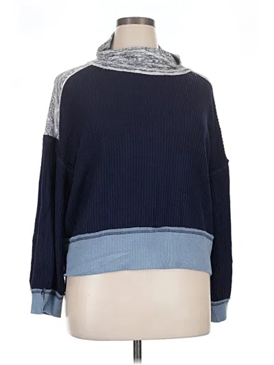 Pre-owned Belle Du Jour Long Sleeve Top Blue Turtleneck Tops