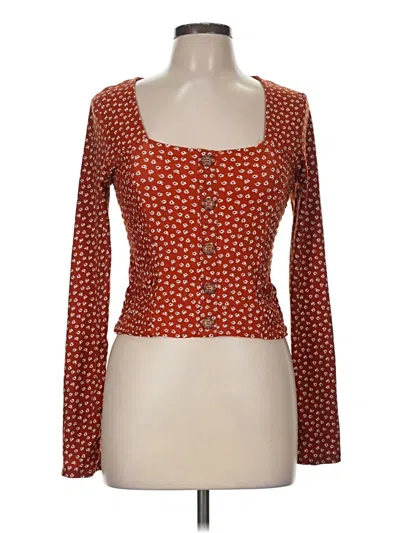 Pre-owned Belle Du Jour Long Sleeve Top Orange Sweetheart Neckline Tops