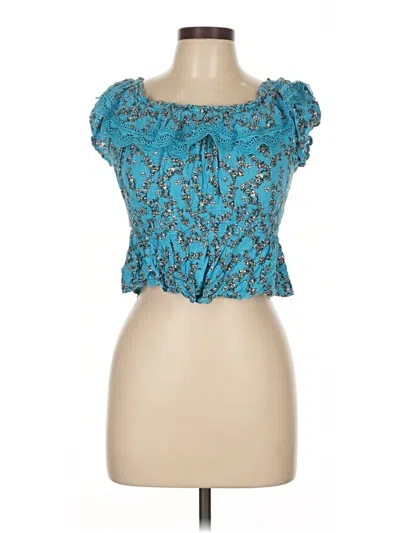 Pre-owned Belle Du Jour Short Sleeve Blouse In Blue