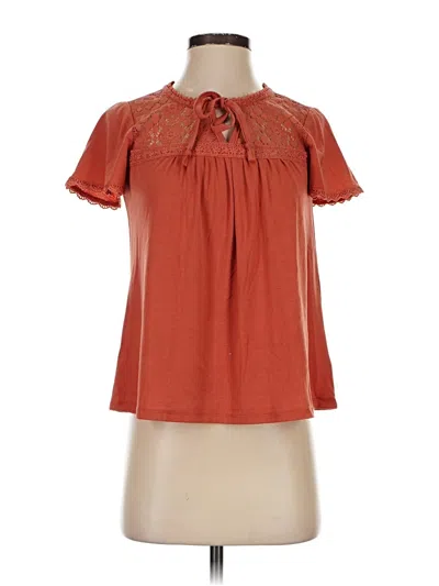 Pre-owned Belle Du Jour Short Sleeve Blouse In Orange