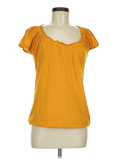 Pre-owned Belle Du Jour Short Sleeve Top Yellow Sweetheart Neckline Tops