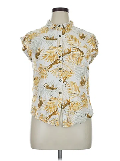 Pre-owned Belle Du Jour Sleeveless Button Down Shirt In Gold