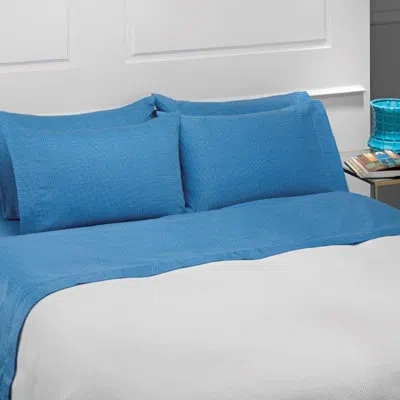 Belle Epoque Baskerville 4 Piece 100% Cotton Sheet Set In Blue