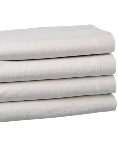 Belle Epoque Chambray Flannel Sheet Set In White