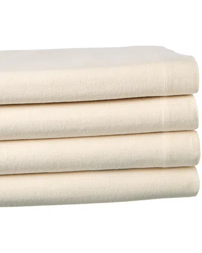 Belle Epoque Chambray Flannel Sheet Set In White