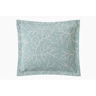 Belle Epoque Coral Glory Jaquard Woven Coverlet Cotton Blend Envelope Sham In Green