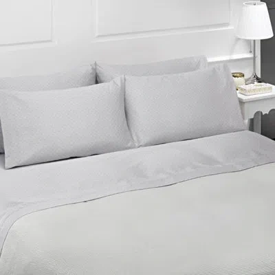 Belle Epoque Diamond 4 Piece 300 Thread Count 100% Cotton Sheet Set In Gray