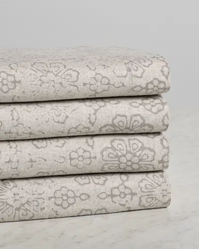 BELLE EPOQUE BELLE EPOQUE DISTRESSED FLORAL FLANNEL SHEET SET