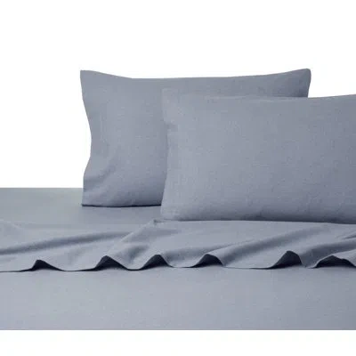 Belle Epoque Heather Cotton Blend Flannel Sheet Set In Blue