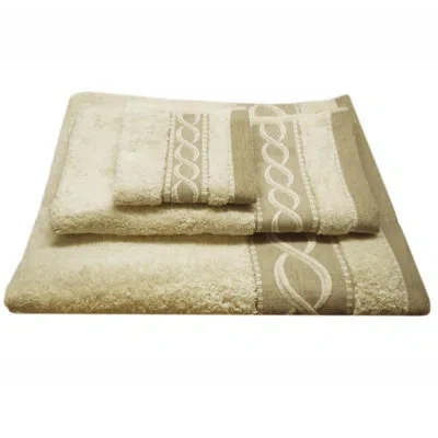Belle Epoque Jacquard Rope 3 Piece 100% Cotton Towel Set In Beige