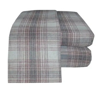 Belle Epoque Plaid Cotton Blend Flannel Sheet Set In Maroon