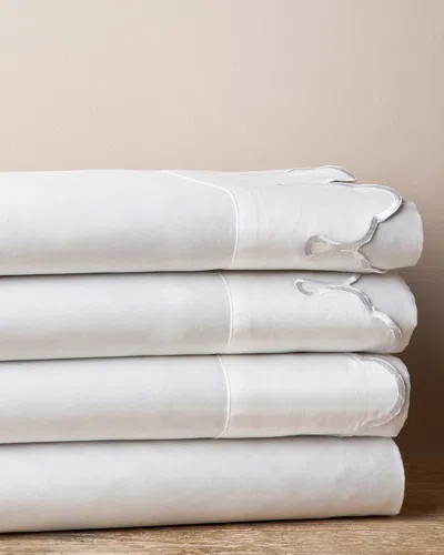 Belle Epoque Scalloped Embroidered 300tc Sheet Set In Beige