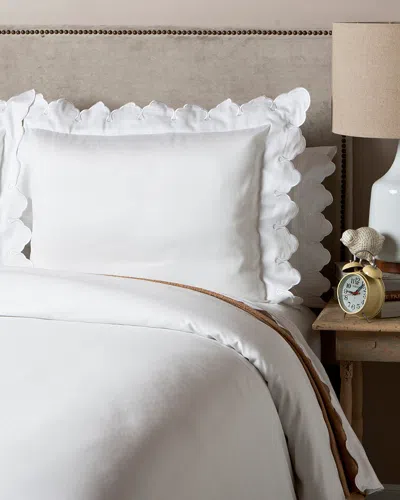 Belle Epoque Scalloped Embroidered Duvet Set In White