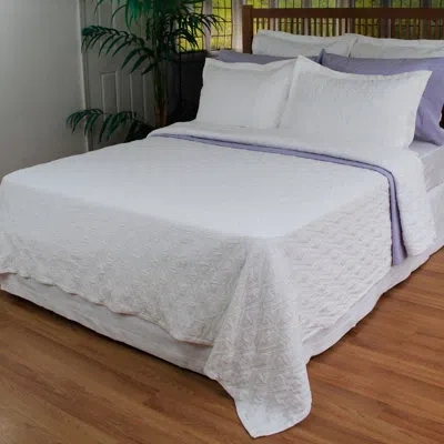 Belle Epoque White Cotton Blend Coverlet