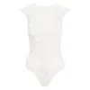 Belle-et-bonbon Women's Angel White Mesh Angel Wing Cap-sleeved Sheer Body With Pearl Button Sequin And Beaded Embel In White