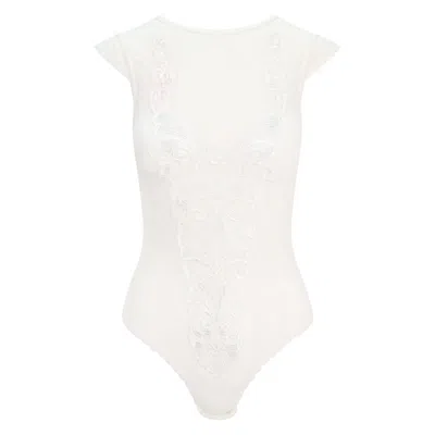 Belle-et-bonbon Women's Angel White Mesh Angel Wing Cap-sleeved Sheer Body With Pearl Button .gift Wrapped