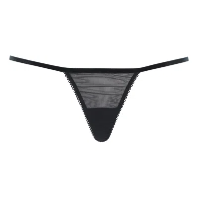 Belle-et-bonbon Women's Bisoux Leatherette Black Rose Thong
