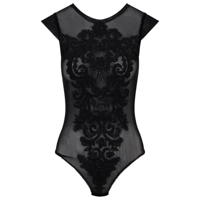 Belle-et-bonbon Women's Black Angel Sparkling Sequin Body Xl To Xs