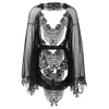 Belle-et-bonbon Women's Black Bisoux Venetian Lace Kimono Best Seller Xs To Xl Perfect Fit In Black