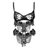 Belle-et-bonbon Women's Black Bisoux Venetian Lace Long Line Bra Body Add Bra Size At Checkout In Black