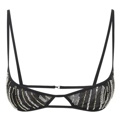 Belle-et-bonbon Women's Black Edie Beaded Glitter Bralette