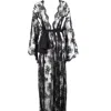 Belle-et-bonbon Women's Black Kalina Noir  Full Length Lace Party Festival Kimono Xl To Xs In Black