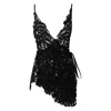 Belle-et-bonbon Women's Black Cocktail Party Dress Valentina Noir Lace Wrap Slip Dress With Chiffon Underslip In Black