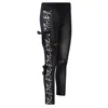 Belle-et-bonbon Women's Black New Edition  Bondage Leggings With Satin Bows & Sequin Leg  Stripe In Black