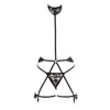 Belle-et-bonbon Women's Black Wet Look Harness Sparkling Sequin Lace Set With Matching Thong In Black