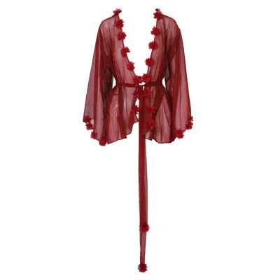 Belle-et-bonbon Women's Fifi New Edition Backless Red Short Petal Kimono