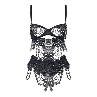 Belle-et-bonbon Women's Limited Edition Sparkling  Crystal Black Bisoux Body Add The Matching Knickers To Make A Bea