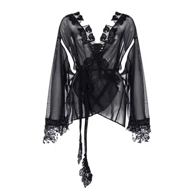 Belle-et-bonbon Women's Limited Edition Sparkling  Crystal Black Bisoux Kimono