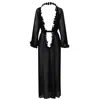 Belle-et-bonbon Women's New Edition Fifi  Full Length Backless Black Semi Sheer Petal Kimono In Black
