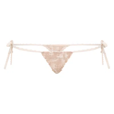 Belle-et-bonbon Women's Ophelia Rose Gold Embroidered Tie Side Thong