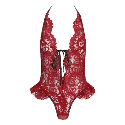 Belle-et-bonbon Women's Red Valentines Love Valentina Deep Cherry Lace Body