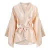Belle-et-bonbon Women's Rose Gold Satin Short Kimono In Rose Gold