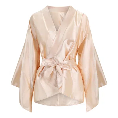 Belle-et-bonbon Women's Rose Gold Satin Short Kimono