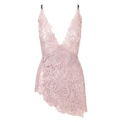 Belle-et-bonbon Women's Rose Gold Valentina Powder Pink  Summer Lace Wrap Dress With Sheer Chiffon Slip Included