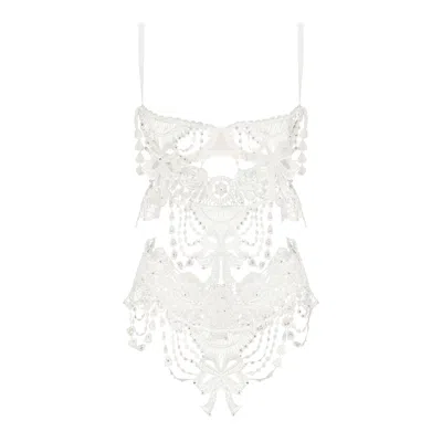 Belle-et-bonbon Women's Silver Limited Edition Sparkling Crystal Ivory Bisoux Bridal French Body Add Your Bra Size A