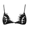 Belle-et-bonbon Women's Valentines Black Lace Super Soft Eyelash-lace Bralette With Giftwrapping Add The Thong To Ma In Black