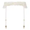 Belle-et-bonbon Women's White Ivory Bisoux  Bridal Suspenders With Crystal Embellishments In White