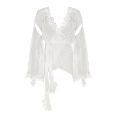 Belle-et-bonbon Women's White Limited Edition  Crystal Ivory Bisoux Bridal Kimono