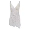 Belle-et-bonbon Women's White Party Bridal Short Valentina Blanche Lace Slip Dress With Chiffon Underslip In White