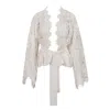 Belle-et-bonbon Women's White Shalom Super Soft Eyelash Lace Cotton Bridal Kimono In White